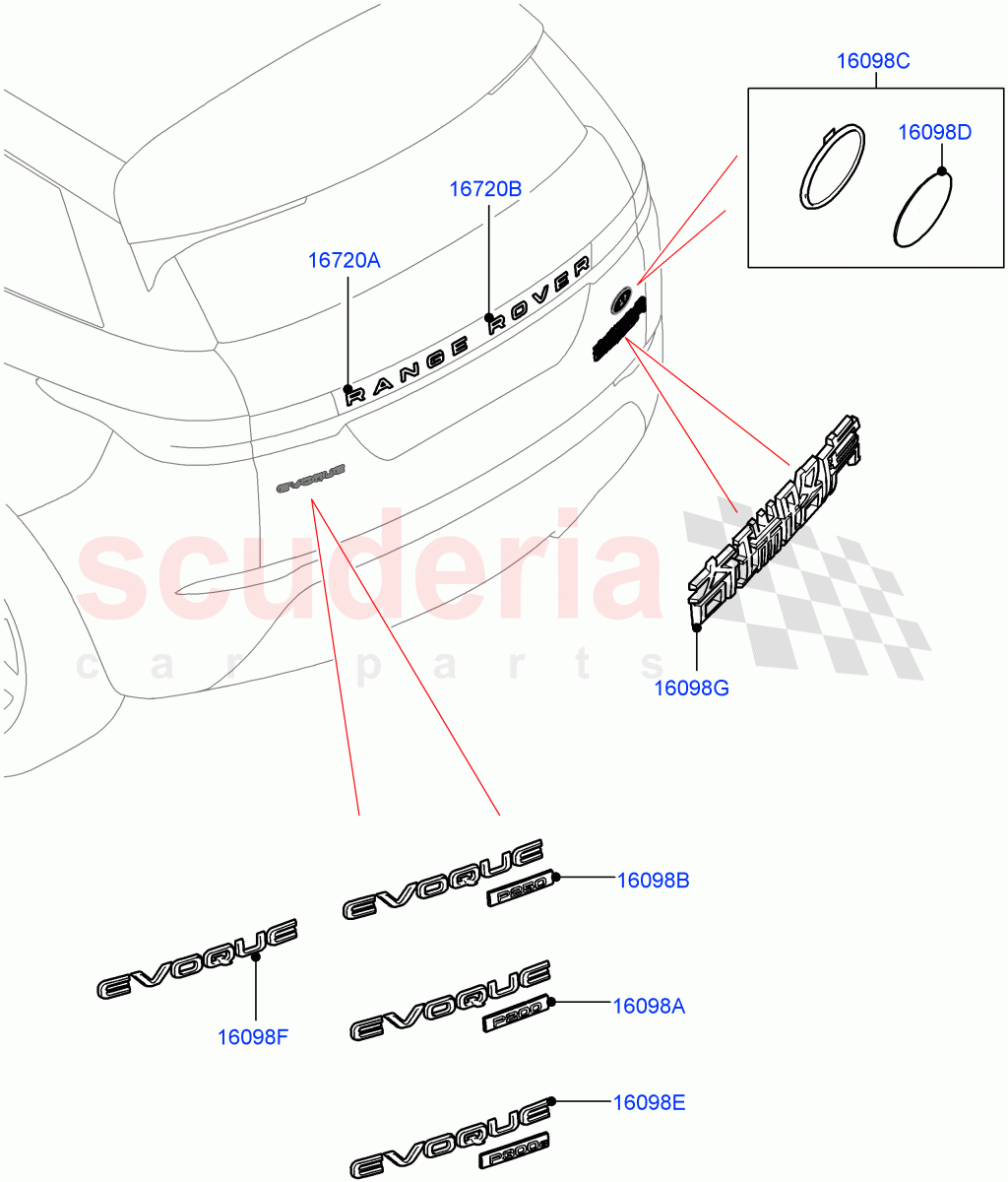 Name Plates(Rear)(Changsu (China),Less Trunk Badge) of Land Rover Land Rover Range Rover Evoque (2019+) [2.0 Turbo Diesel AJ21D4]