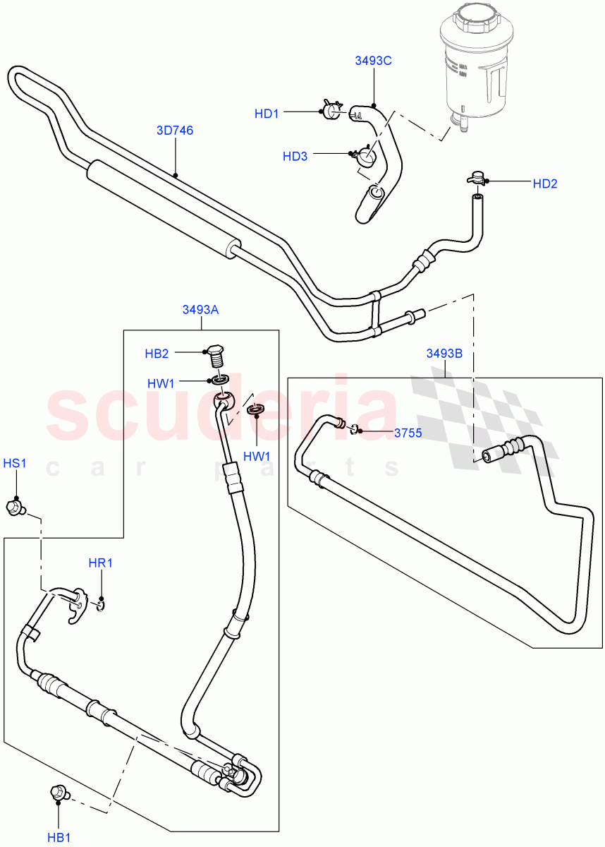 Supply & Return Hoses - Power Strg(Cologne V6 4.0 EFI (SOHC))((V)FROMAA000001) of Land Rover Land Rover Discovery 4 (2010-2016) [4.0 Petrol V6]