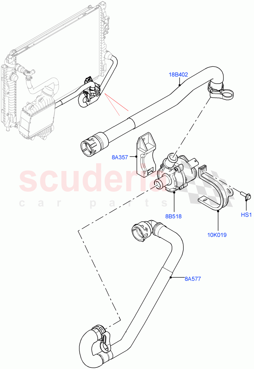 Water Pump (Auxiliary Unit) (2.0L I4 Mid DOHC AJ200 Petrol, Changsu (China), With Standard Engine Cooling System) of Land Rover Land Rover Discovery Sport (2015+) [2.0 Turbo Petrol AJ200P]