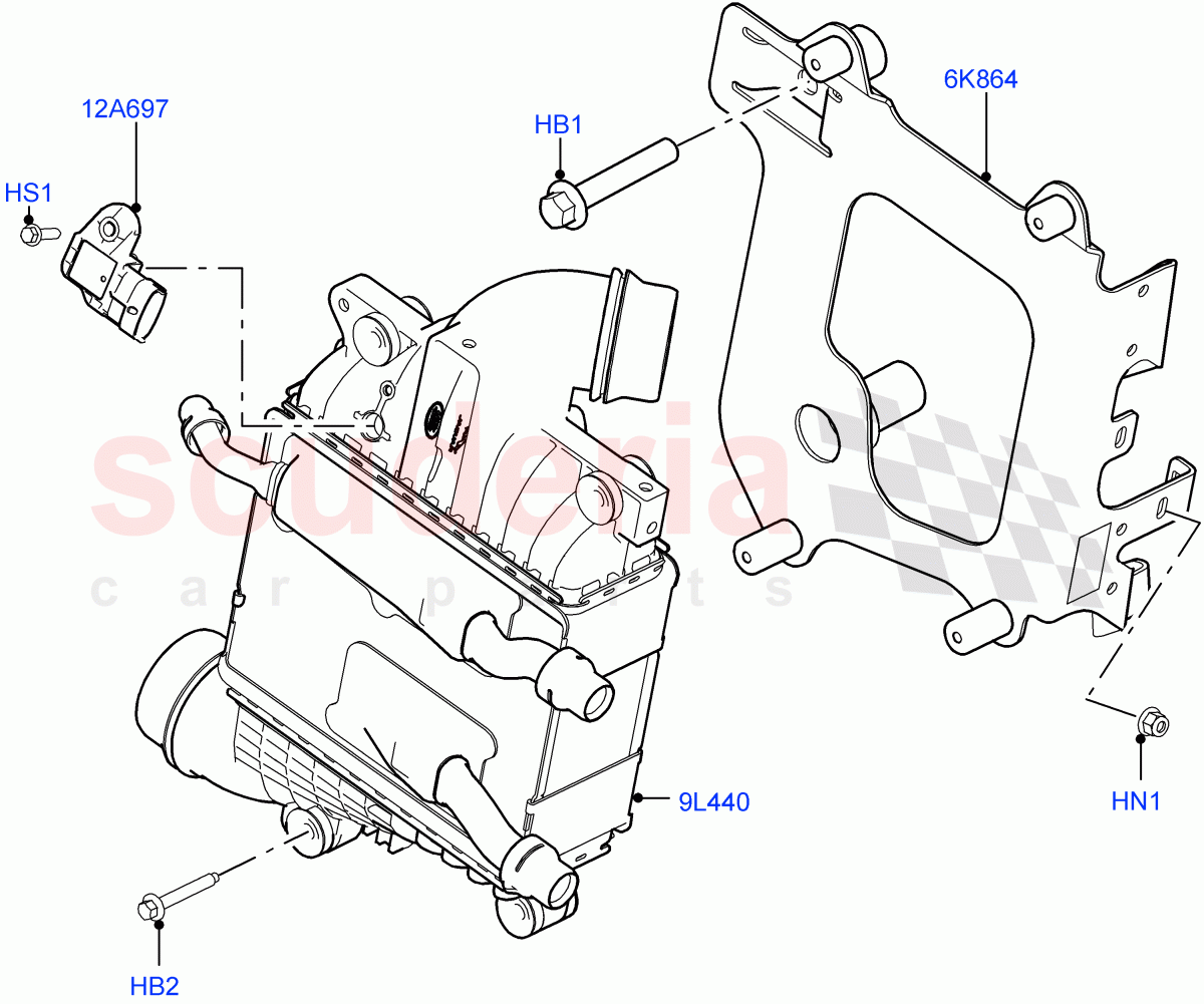 Intercooler/Air Ducts And Hoses (Intercooler) (2.0L I4 Mid DOHC AJ200 Petrol, 2.0L I4 High DOHC AJ200 Petrol) of Land Rover Land Rover Range Rover Velar (2017+) [2.0 Turbo Petrol AJ200P]