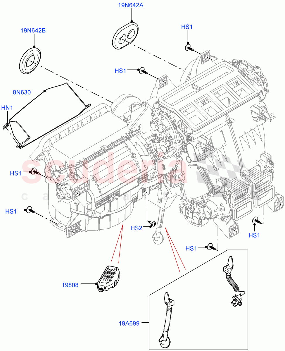 Heater/Air Cond.External Components (Nitra Plant Build, Main Unit) ((V) FROMK2000001) of Land Rover Land Rover Discovery 5 (2017+) [3.0 I6 Turbo Diesel AJ20D6]