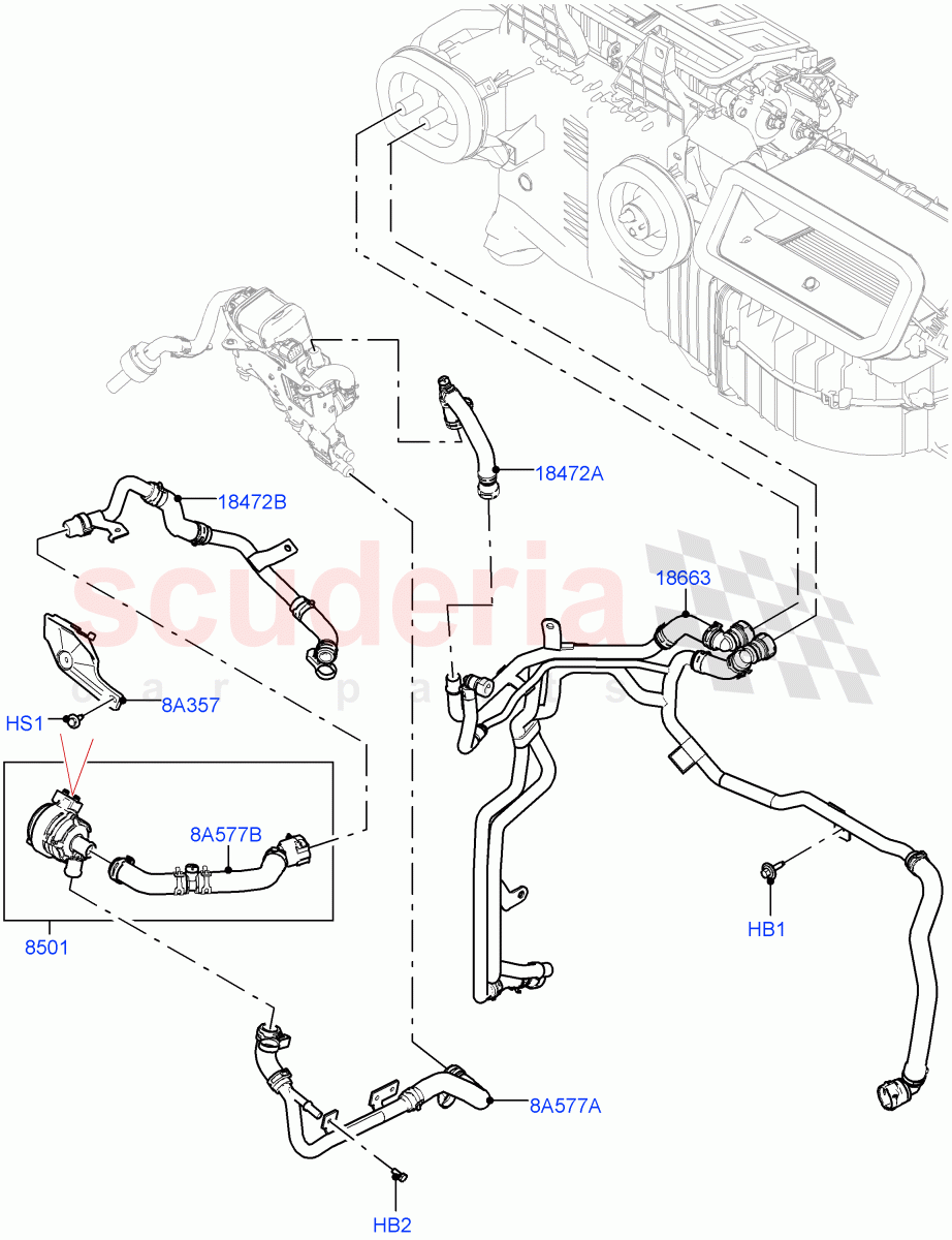 Heater Hoses(Front)(3.0L AJ20P6 Petrol High,With Fuel Fired Heater,Premium Air Conditioning-Front/Rear)((V)FROMKA000001) of Land Rover Land Rover Range Rover (2012-2021) [3.0 DOHC GDI SC V6 Petrol]