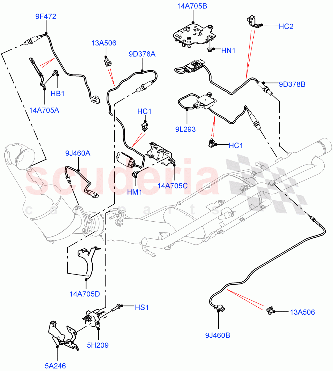 Exhaust Sensors And Modules (2.0L AJ20D4 Diesel High PTA, Bharat VI Emission, Halewood (UK), 2.0L AJ20D4 Diesel LF PTA, EU6D Diesel + DPF Emissions, 2.0L AJ20D4 Diesel Mid PTA, Japanese Emission + DPF) of Land Rover Land Rover Discovery Sport (2015+) [2.0 Turbo Diesel]