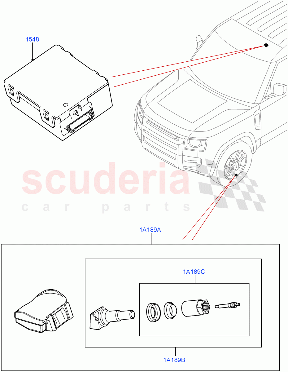 Tyre Pressure Monitor System ((V) TOM2051783) of Land Rover Land Rover Defender (2020+) [3.0 I6 Turbo Petrol AJ20P6]