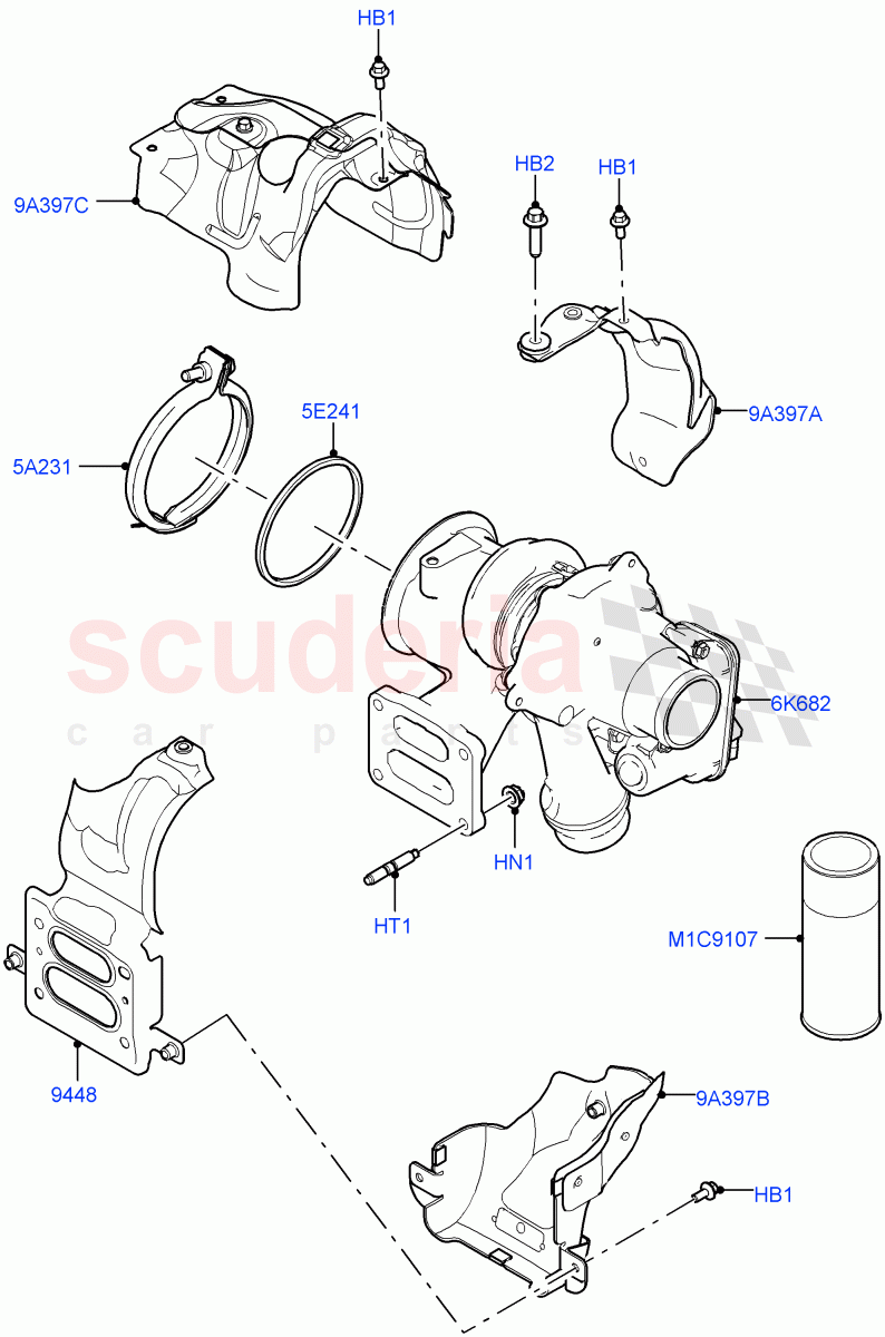 Turbocharger (2.0L I4 High DOHC AJ200 Petrol, Changsu (China), 2.0L I4 Mid DOHC AJ200 Petrol) of Land Rover Land Rover Range Rover Evoque (2012-2018) [2.0 Turbo Petrol AJ200P]