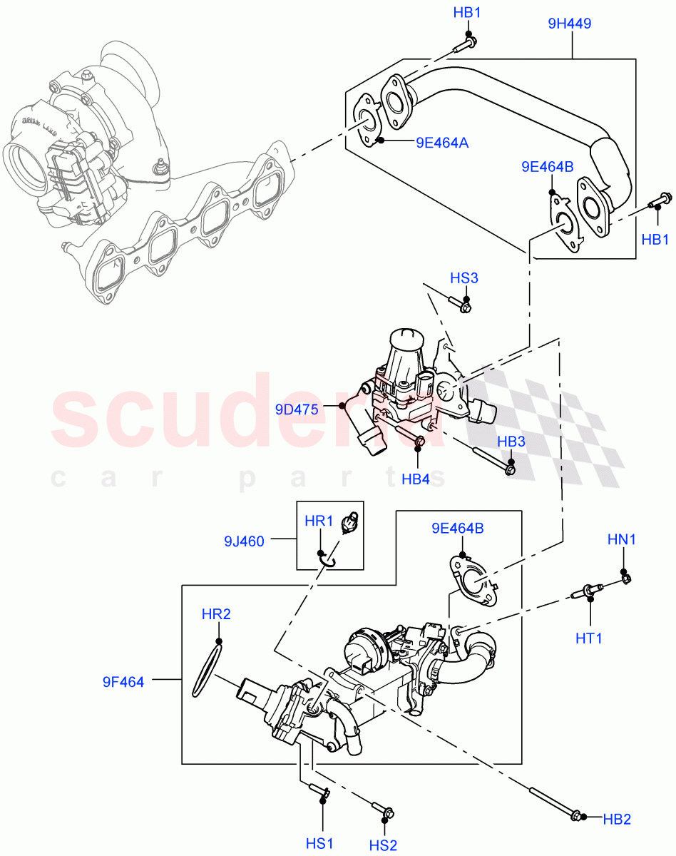Exhaust Gas Recirculation (LH Side, Solihull Plant Build) (2.0L I4 DSL HIGH DOHC AJ200) ((V) FROMKA000001) of Land Rover Land Rover Discovery 5 (2017+) [2.0 Turbo Diesel]