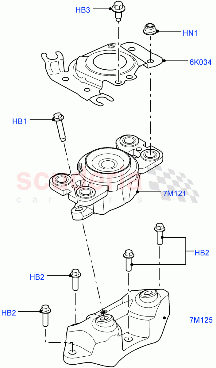 Transmission Mounting (2.2L CR DI 16V Diesel, 9 Speed Auto AWD, Halewood (UK), 6 Speed Auto AWF21 AWD) of Land Rover Land Rover Range Rover Evoque (2012-2018) [2.0 Turbo Petrol GTDI]