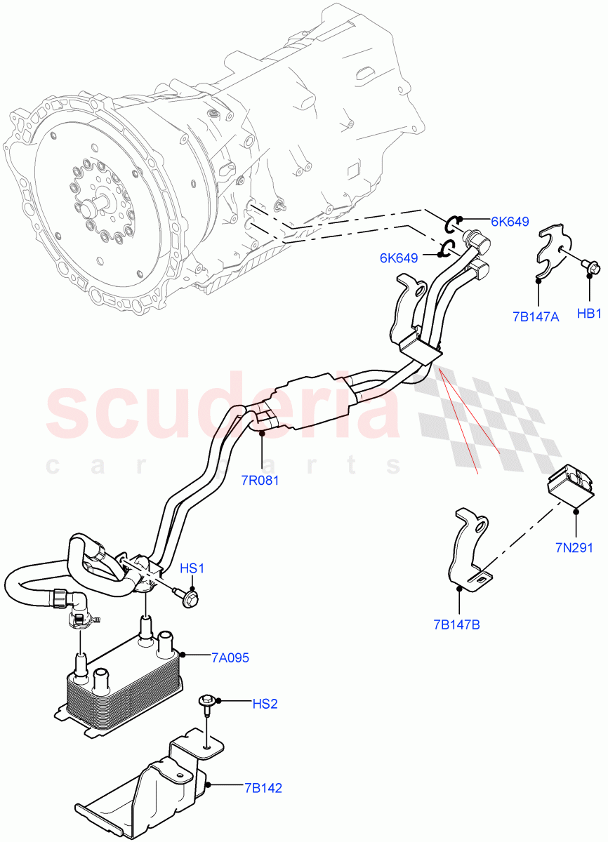Transmission Cooling Systems (2.0L I4 Mid DOHC AJ200 Petrol, 8 Speed Auto Trans ZF 8HP45, 2.0L I4 High DOHC AJ200 Petrol) of Land Rover Land Rover Range Rover Velar (2017+) [3.0 I6 Turbo Petrol AJ20P6]