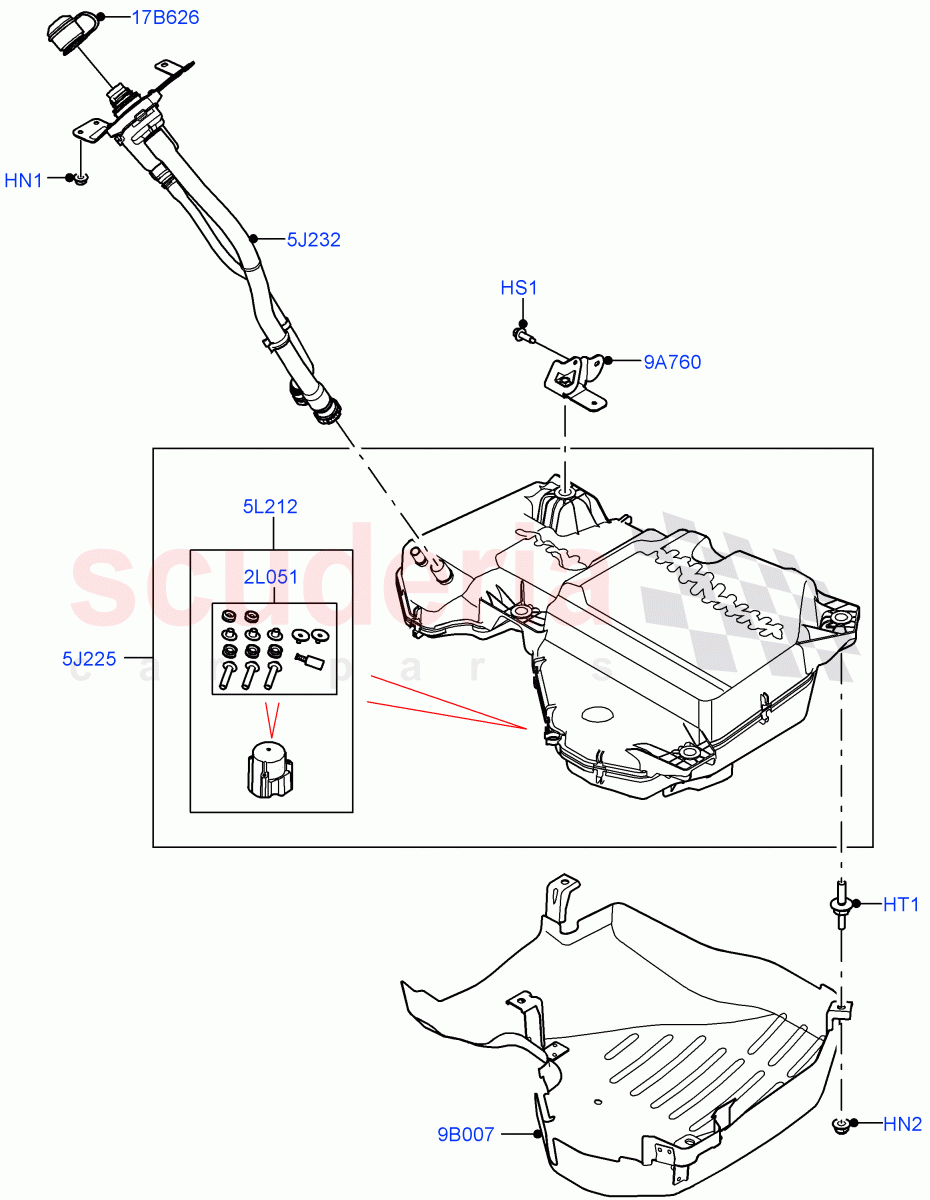 Exhaust Fluid Injection System (Tank And Filler) (3.0L AJ20D6 Diesel High, With Diesel Exh Fluid Emission Tank) of Land Rover Land Rover Range Rover (2022+) [3.0 I6 Turbo Diesel AJ20D6]
