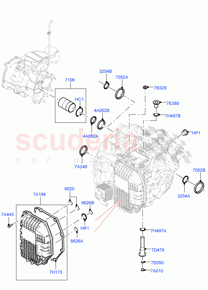 Transmission External Components (1.5L AJ20P3 Petrol High, 8 Speed Automatic Trans 8G30, Changsu (China), 1.5L AJ20P3 Petrol High PHEV) of Land Rover Land Rover Discovery Sport (2015+) [2.0 Turbo Diesel]