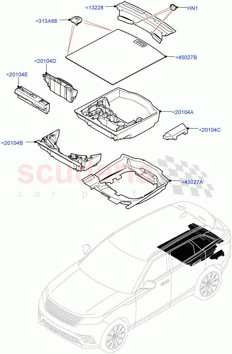 Load Compartment Trim(Floor) of Land Rover Land Rover Range Rover Velar (2017+) [3.0 I6 Turbo Petrol AJ20P6]