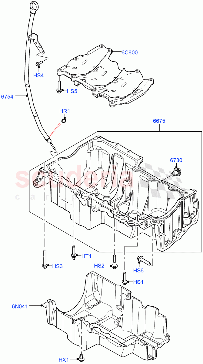 Oil Pan/Oil Level Indicator (2.0L AJ20D4 Diesel Mid PTA, Halewood (UK), 2.0L AJ20D4 Diesel LF PTA, 2.0L AJ20D4 Diesel High PTA) of Land Rover Land Rover Range Rover Evoque (2019+) [2.0 Turbo Diesel]