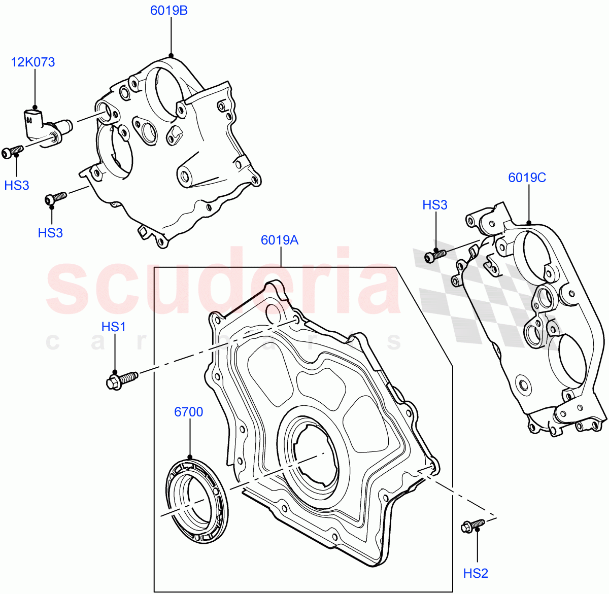 Timing Gear Covers (Solihull Plant Build) (3.0L DOHC GDI SC V6 PETROL) ((V) FROMEA000001) of Land Rover Land Rover Discovery 5 (2017+) [3.0 DOHC GDI SC V6 Petrol]