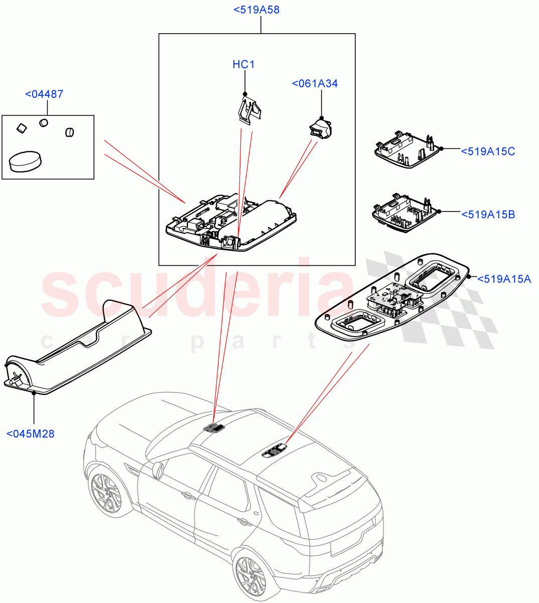 Console - Overhead(Solihull Plant Build)((V)FROMHA000001) of Land Rover Land Rover Discovery 5 (2017+) [3.0 I6 Turbo Petrol AJ20P6]