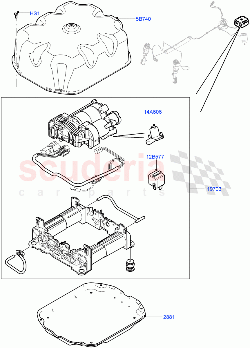 Air Suspension Compressor And Lines(Service Only, Compressor Assy)((V)FROMAA000001,(V)TOCA393639) of Land Rover Land Rover Range Rover (2010-2012) [5.0 OHC SGDI NA V8 Petrol]