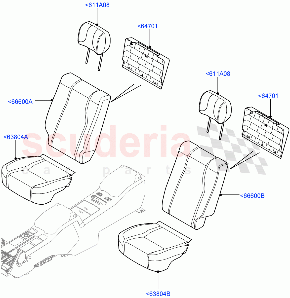 Rear Seat Covers(Semi Aniline Leather Perf,With 40/40 Split Individual Rr Seat) of Land Rover Land Rover Range Rover (2012-2021) [3.0 DOHC GDI SC V6 Petrol]