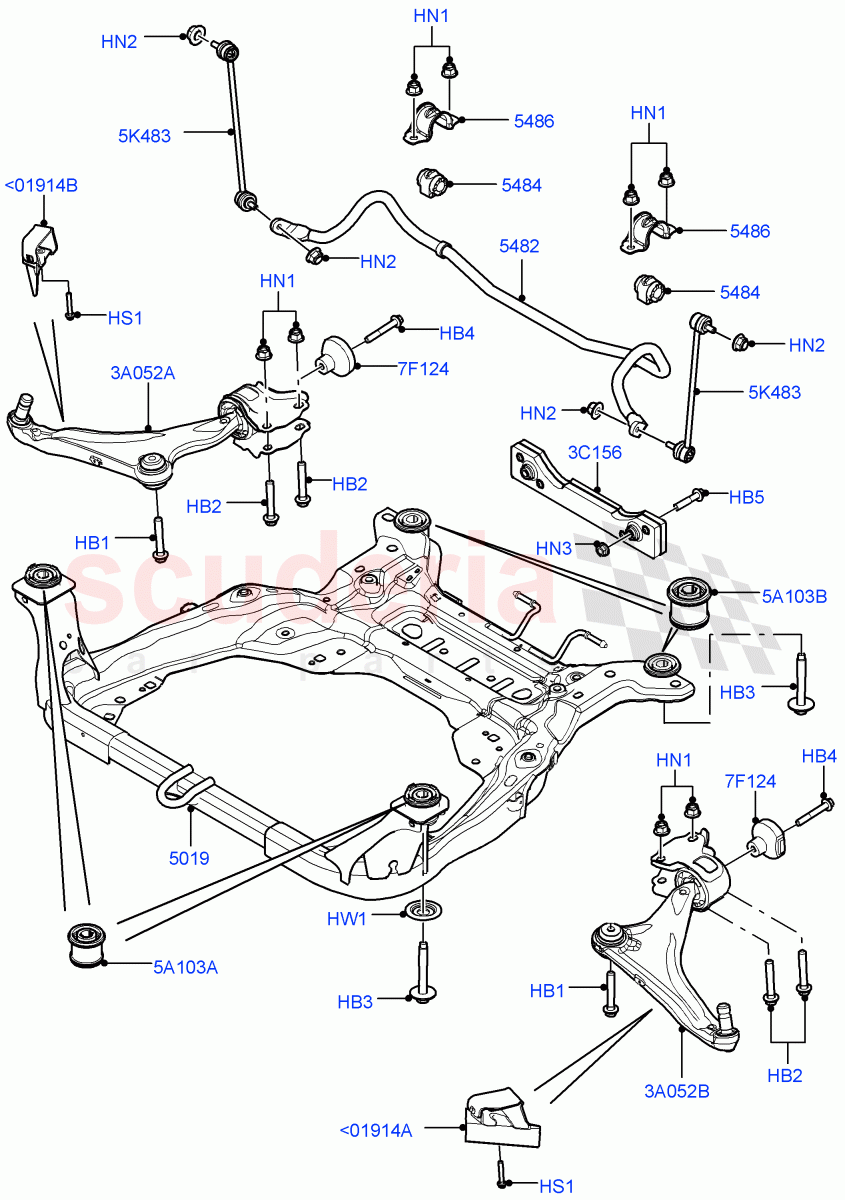 Front Susp.Arms/Stabilizer/X-Member (Itatiaia (Brazil)) ((V) FROMGT000001) of Land Rover Land Rover Range Rover Evoque (2012-2018) [2.2 Single Turbo Diesel]