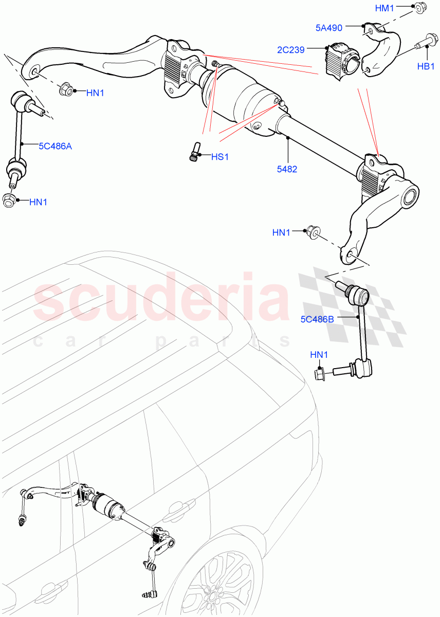 Active Anti-Roll Bar System (Stabilizer Bar, Rear) (5.0L OHC SGDI SC V8 Petrol - AJ133, Electronic Air Suspension With ACE, 5.0 Petrol AJ133 DOHC CDA, 5.0L P AJ133 DOHC CDA S/C Enhanced, 4.4L DOHC DITC V8 Diesel, 3.0L AJ20D6 Diesel High) ((V) FROMKA000001) of Land Rover Land Rover Range Rover (2012-2021) [3.0 I6 Turbo Diesel AJ20D6]