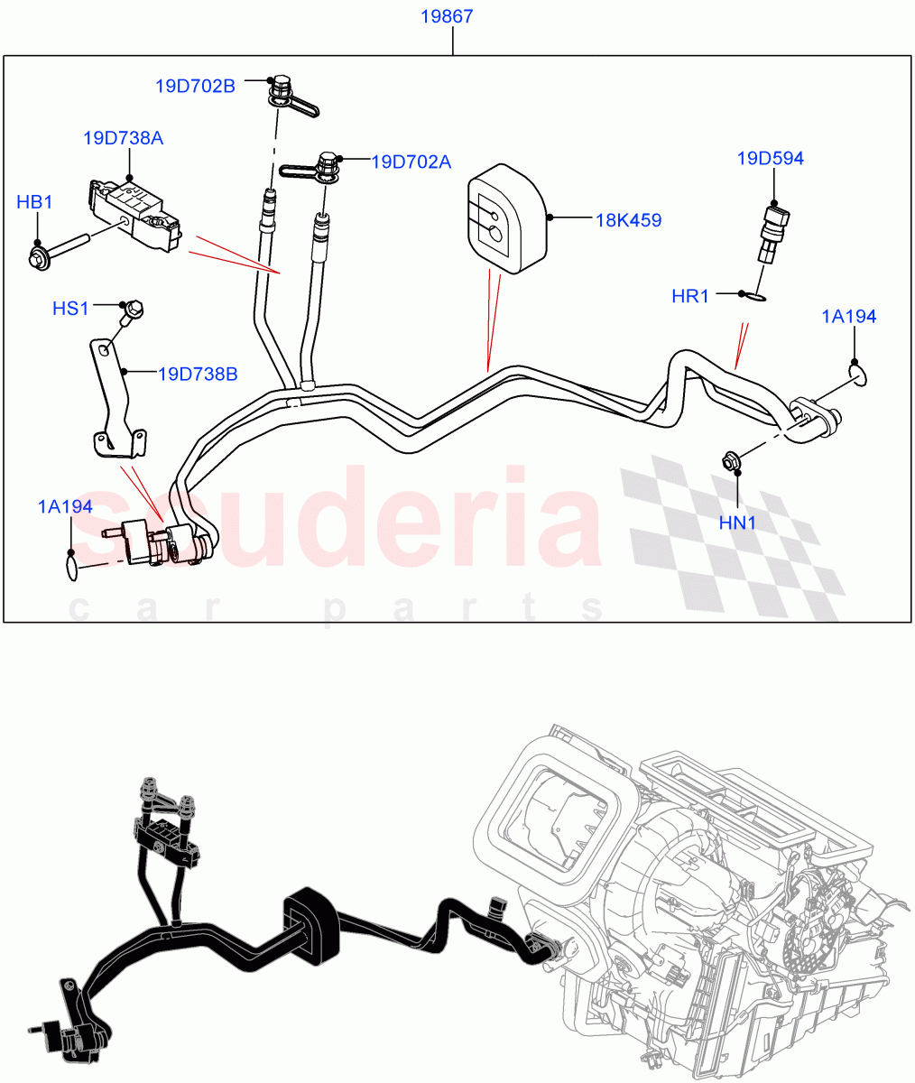 Air Conditioning System(Halewood (UK),Air Conditioning Refrigerant-R134A)((V)TOLH999999) of Land Rover Land Rover Range Rover Evoque (2019+) [2.0 Turbo Diesel AJ21D4]