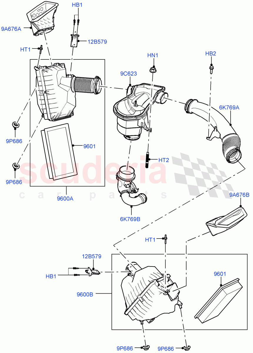 Air Cleaner (3.0L AJ20D6 Diesel High) of Land Rover Land Rover Range Rover (2022+) [3.0 I6 Turbo Diesel AJ20D6]