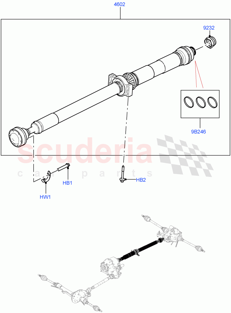 Drive Shaft - Rear Axle Drive (Propshaft) (3.0L AJ20P6 Petrol High, 3.0L AJ20D6 Diesel High, 4.4 V8 Turbo Petrol (NC10)) of Land Rover Land Rover Range Rover (2022+) [4.4 V8 Turbo Petrol NC10]