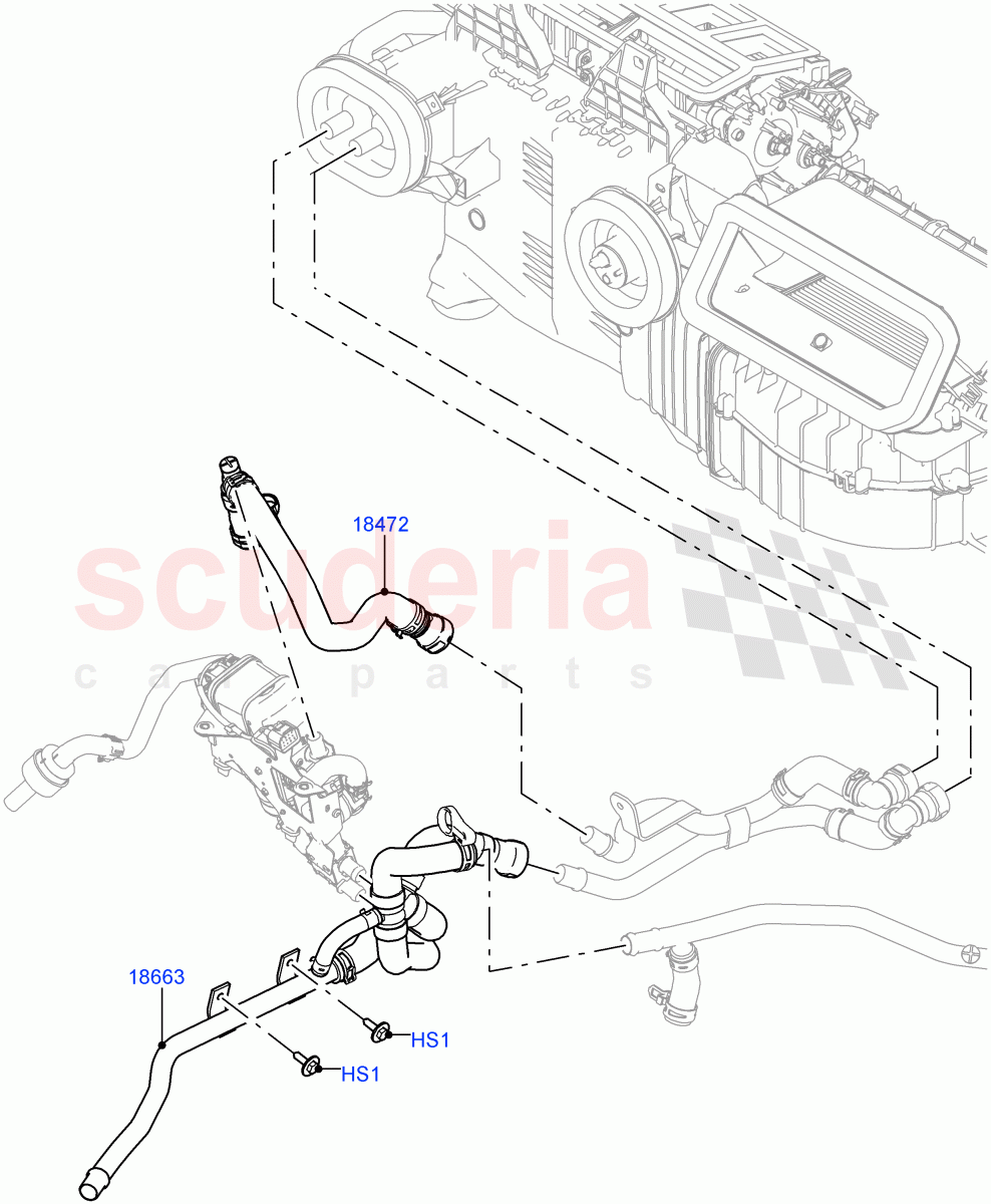 Heater Hoses (Nitra Plant Build) (3.0 V6 D Gen2 Mono Turbo, Fuel Fired Heater With Park Heat, 3.0 V6 D Low MT ROW, Fuel Heater W/Pk Heat With Remote, 3.0 V6 D Gen2 Twin Turbo) ((V) FROMK2000001) of Land Rover Land Rover Discovery 5 (2017+) [2.0 Turbo Diesel]