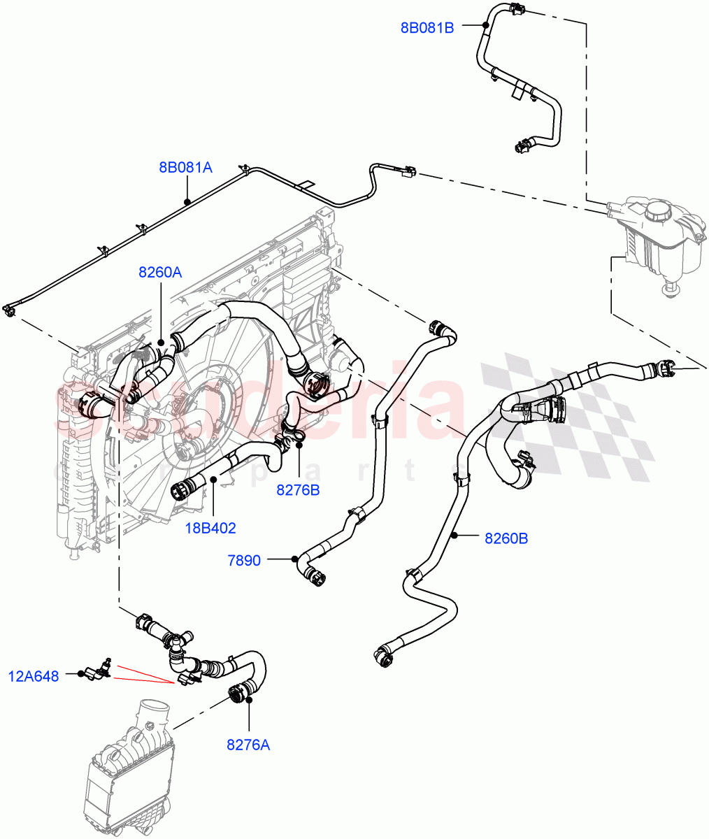 Cooling System Pipes And Hoses (2.0L AJ21D4 Diesel Mid, 9 Speed Auto Trans 9HP50, Halewood (UK)) ((V) FROMMH000001) of Land Rover Land Rover Range Rover Evoque (2019+) [2.0 Turbo Diesel AJ21D4]