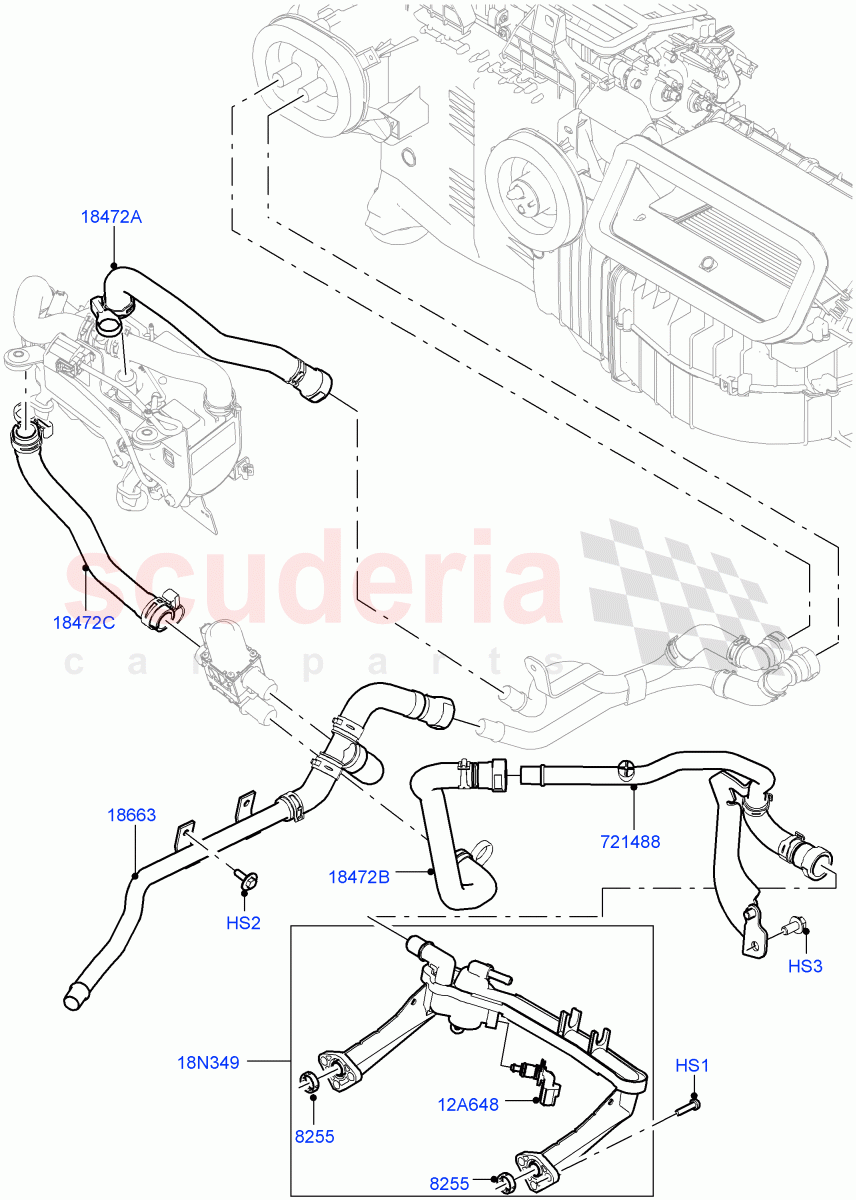 Heater Hoses (Solihull Plant Build) (3.0L DOHC GDI SC V6 PETROL, With Fuel Fired Heater) ((V) FROMHA000001, (V) TOHA999999) of Land Rover Land Rover Discovery 5 (2017+) [3.0 I6 Turbo Diesel AJ20D6]