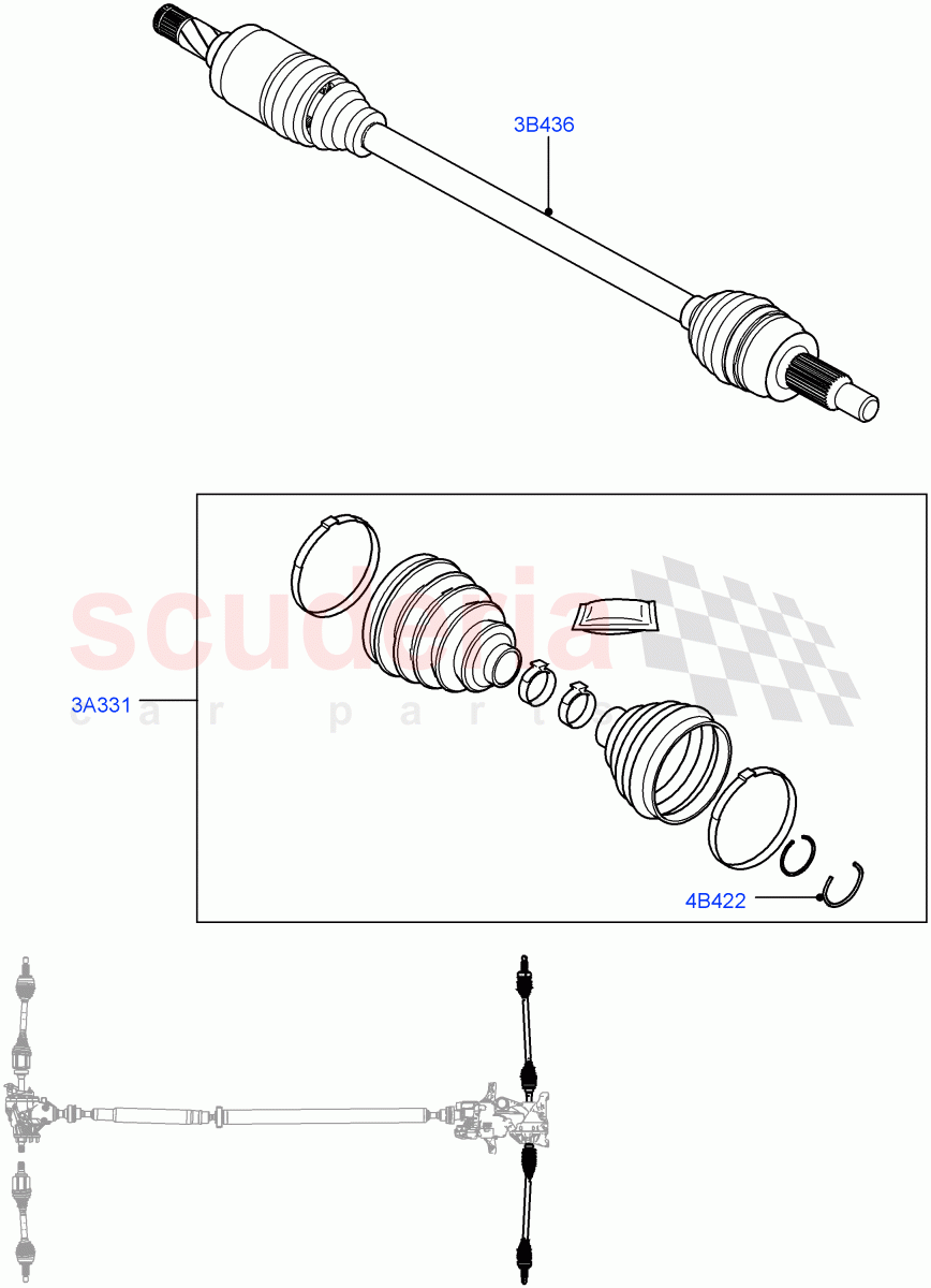 Drive Shaft - Rear Axle Drive(Itatiaia (Brazil),All Wheel Drive,Less Electric Engine Battery,Electric Engine Battery-MHEV) of Land Rover Land Rover Range Rover Evoque (2019+) [2.0 Turbo Diesel AJ21D4]