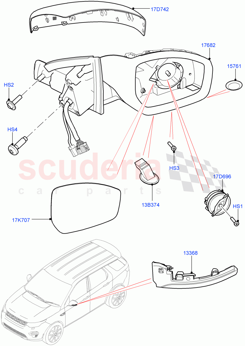 Exterior Rear View Mirror (Itatiaia (Brazil)) ((V) FROMGT000001) of Land Rover Land Rover Discovery Sport (2015+) [2.0 Turbo Petrol GTDI]