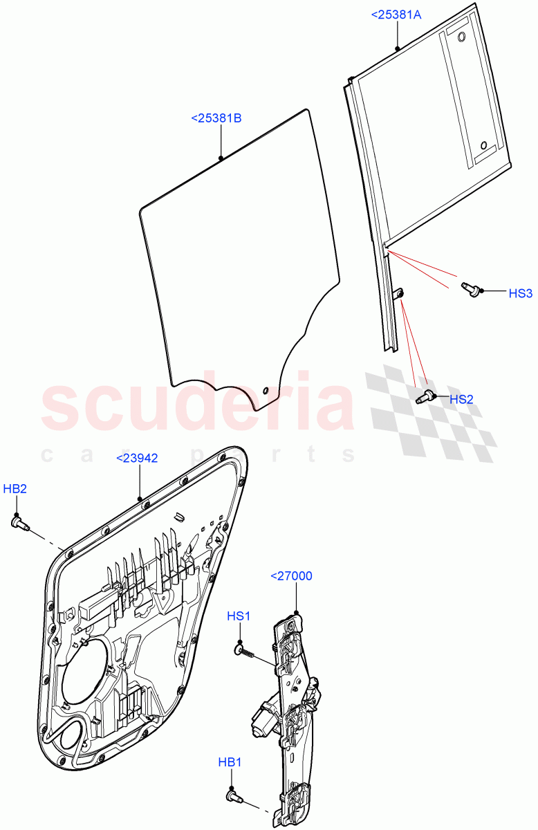 Rear Door Glass And Window Controls (Standard Wheelbase) of Land Rover Land Rover Defender (2020+) [2.0 Turbo Diesel]