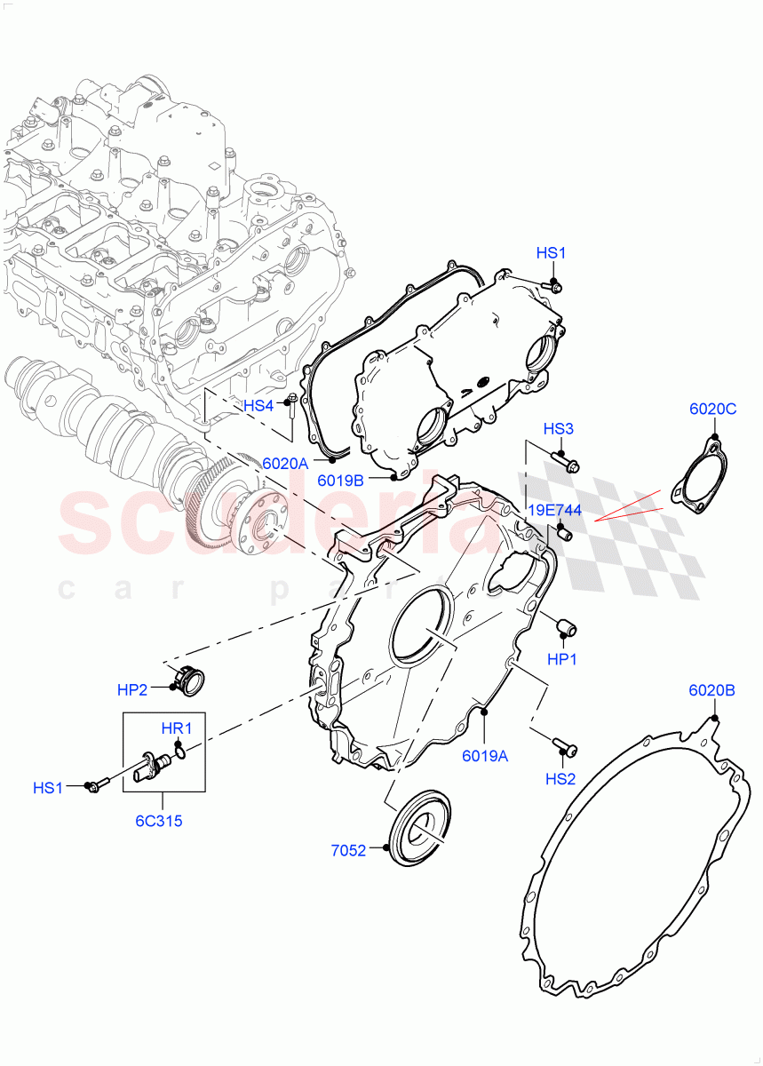 Timing Gear Covers (2.0L AJ200P Hi PHEV) ((V) FROML2000001) of Land Rover Land Rover Defender (2020+) [2.0 Turbo Petrol AJ200P]