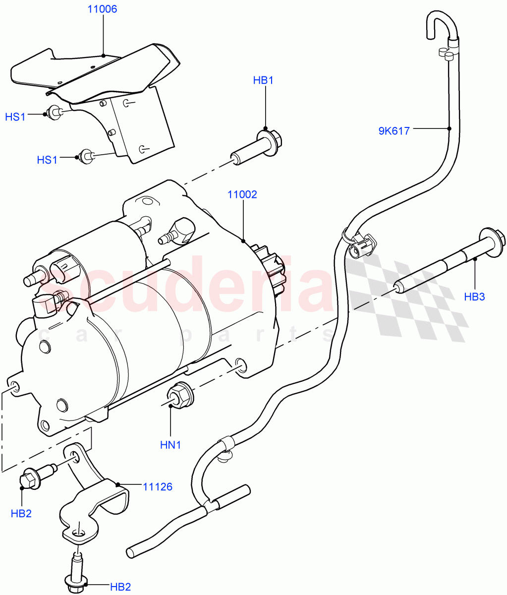 Starter Motor(3.0L DOHC GDI SC V6 PETROL,Starter - Stop/Start System)((V)FROMEA000001,(V)TOHA999999) of Land Rover Land Rover Range Rover Sport (2014+) [3.0 DOHC GDI SC V6 Petrol]