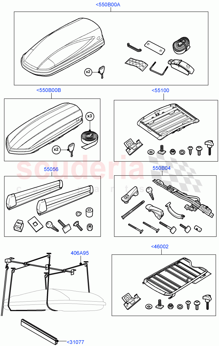 Carriers & Boxes(Solihull Plant Build, Nitra Plant Build) of Land Rover Land Rover Discovery 5 (2017+) [3.0 Diesel 24V DOHC TC]