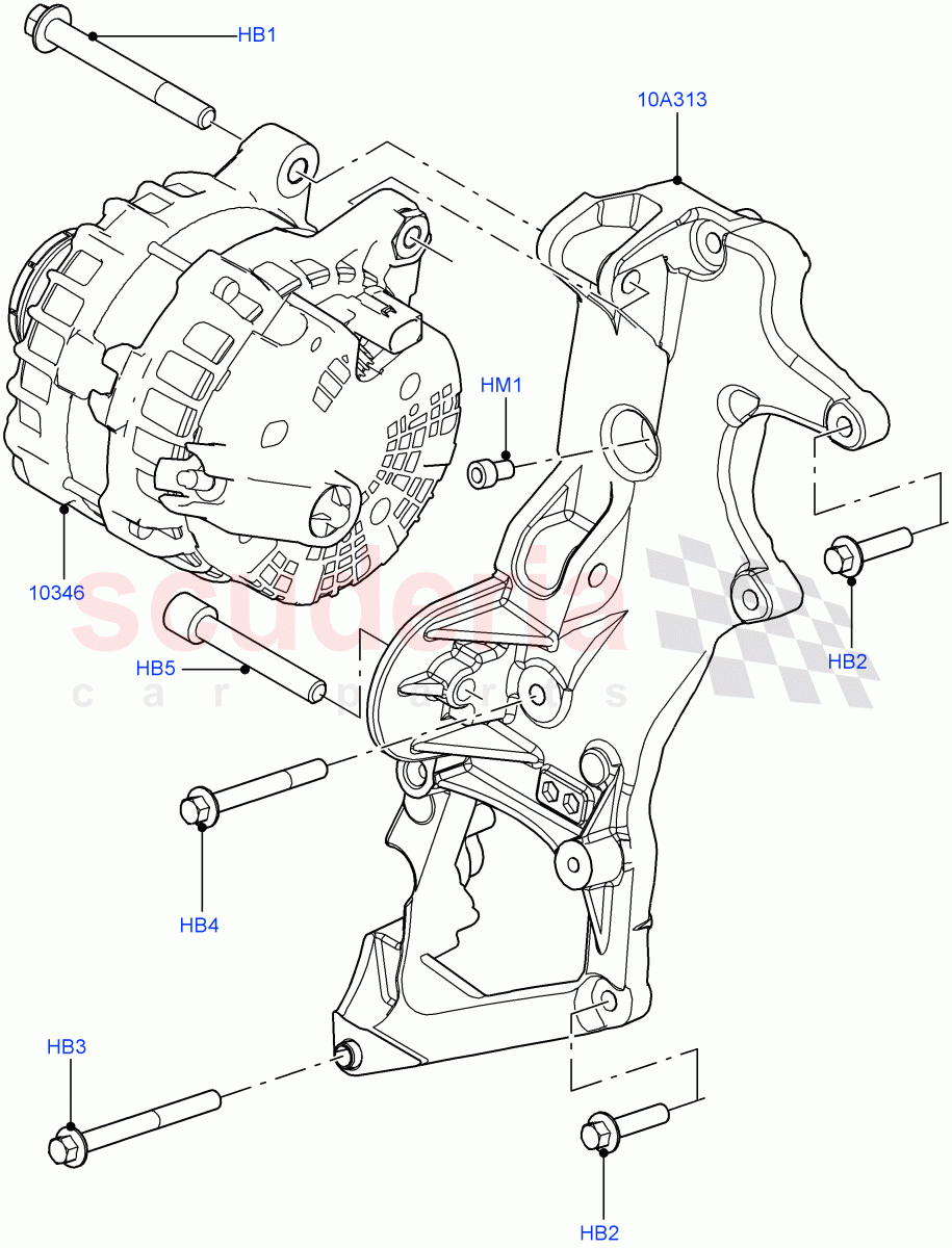 Alternator And Mountings(2.2L CR DI 16V Diesel,Halewood (UK)) of Land Rover Land Rover Discovery Sport (2015+) [2.2 Single Turbo Diesel]