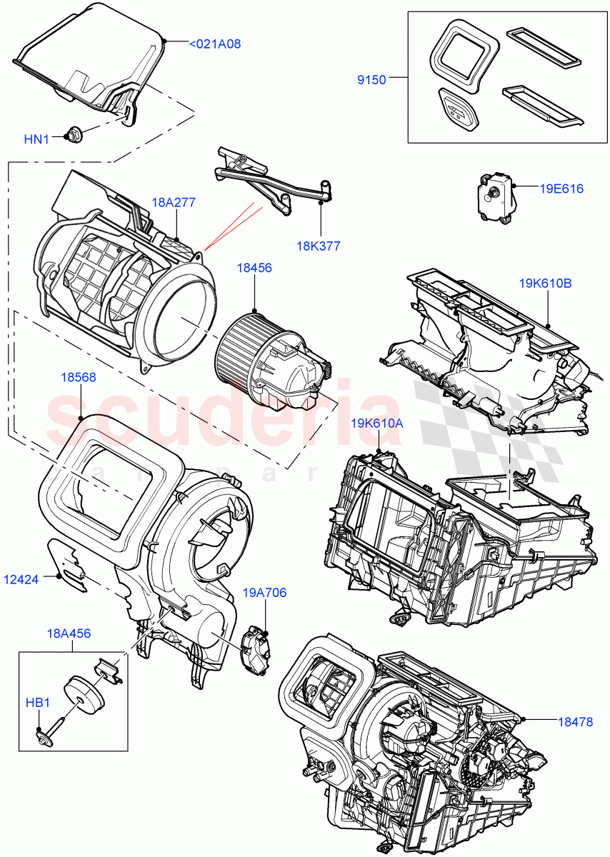 Heater/Air Cond.External Components (Main Unit) (Changsu (China)) of Land Rover Land Rover Range Rover Evoque (2019+) [2.0 Turbo Diesel AJ21D4]