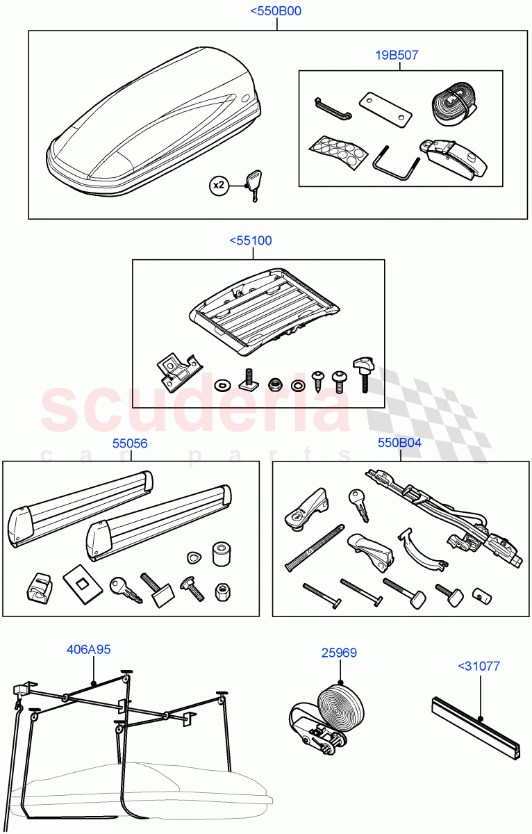 Carriers & Boxes(Accessory, Roof Carriers)(Halewood (UK),Itatiaia (Brazil)) of Land Rover Land Rover Range Rover Evoque (2012-2018) [2.0 Turbo Diesel]