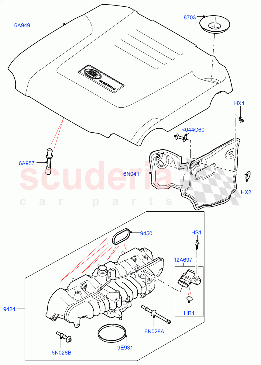 Inlet Manifold(Nitra Plant Build)(2.0L I4 High DOHC AJ200 Petrol,2.0L AJ200P Hi PHEV)((V)FROMK2000001) of Land Rover Land Rover Discovery 5 (2017+) [2.0 Turbo Petrol AJ200P]