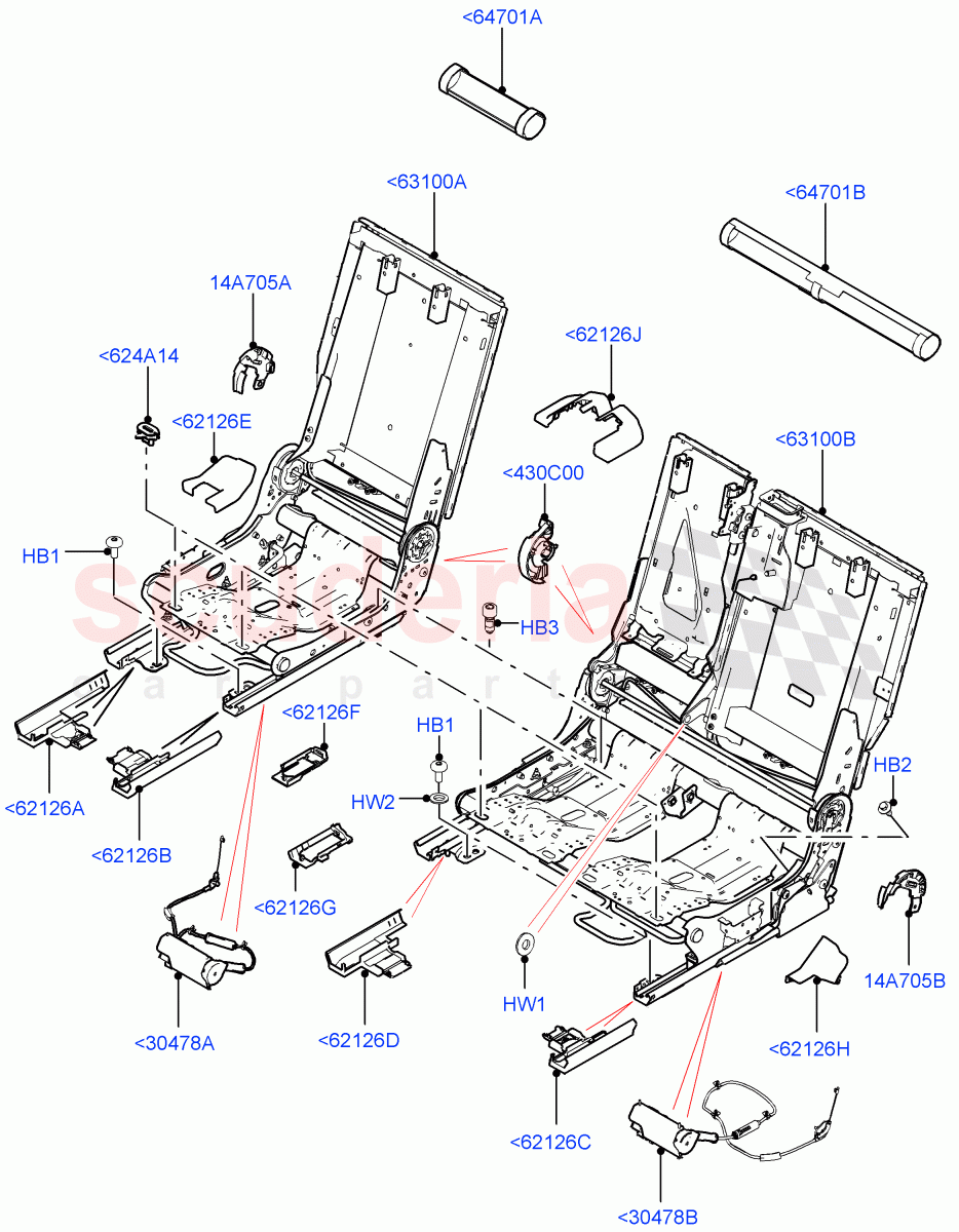 Rear Seat Base (Itatiaia (Brazil), With 60/40 Manual Fold Thru Rr Seat) ((V) FROMGT000001) of Land Rover Land Rover Discovery Sport (2015+) [1.5 I3 Turbo Petrol AJ20P3]