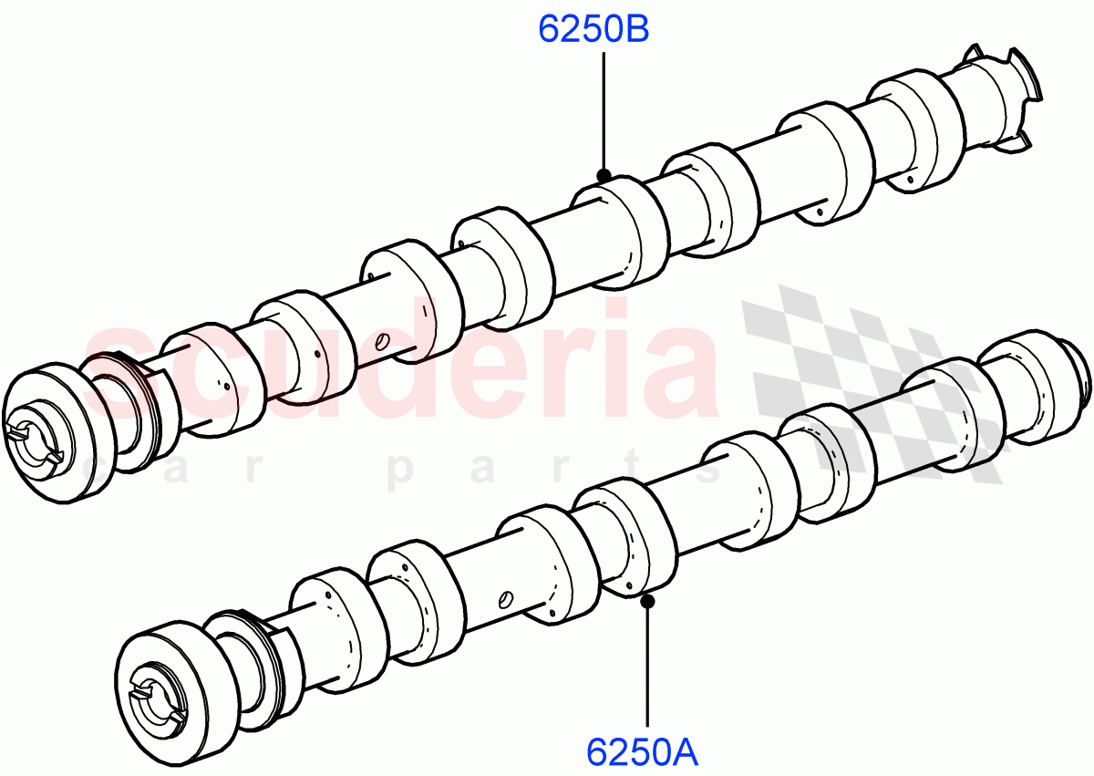 Camshaft (3.6L V8 32V DOHC EFi Diesel Lion) ((V) FROM7A000001, (V) TO9A999999) of Land Rover Land Rover Range Rover Sport (2005-2009) [3.6 V8 32V DOHC EFI Diesel]