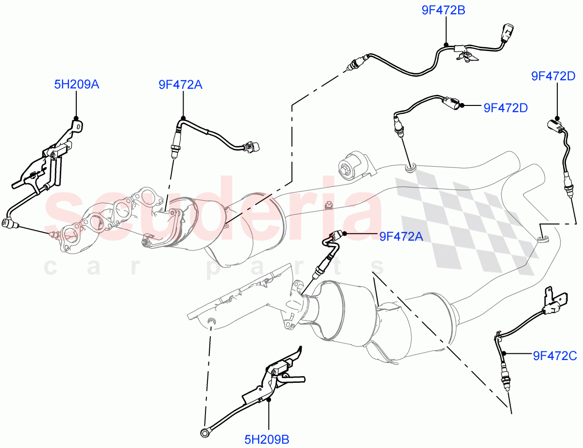 Exhaust Sensors And Modules(Solihull Plant Build)(3.0L DOHC GDI SC V6 PETROL,Beijing 6 Petrol Emission)((V)FROMJA000001) of Land Rover Land Rover Range Rover (2012-2021) [3.0 DOHC GDI SC V6 Petrol]