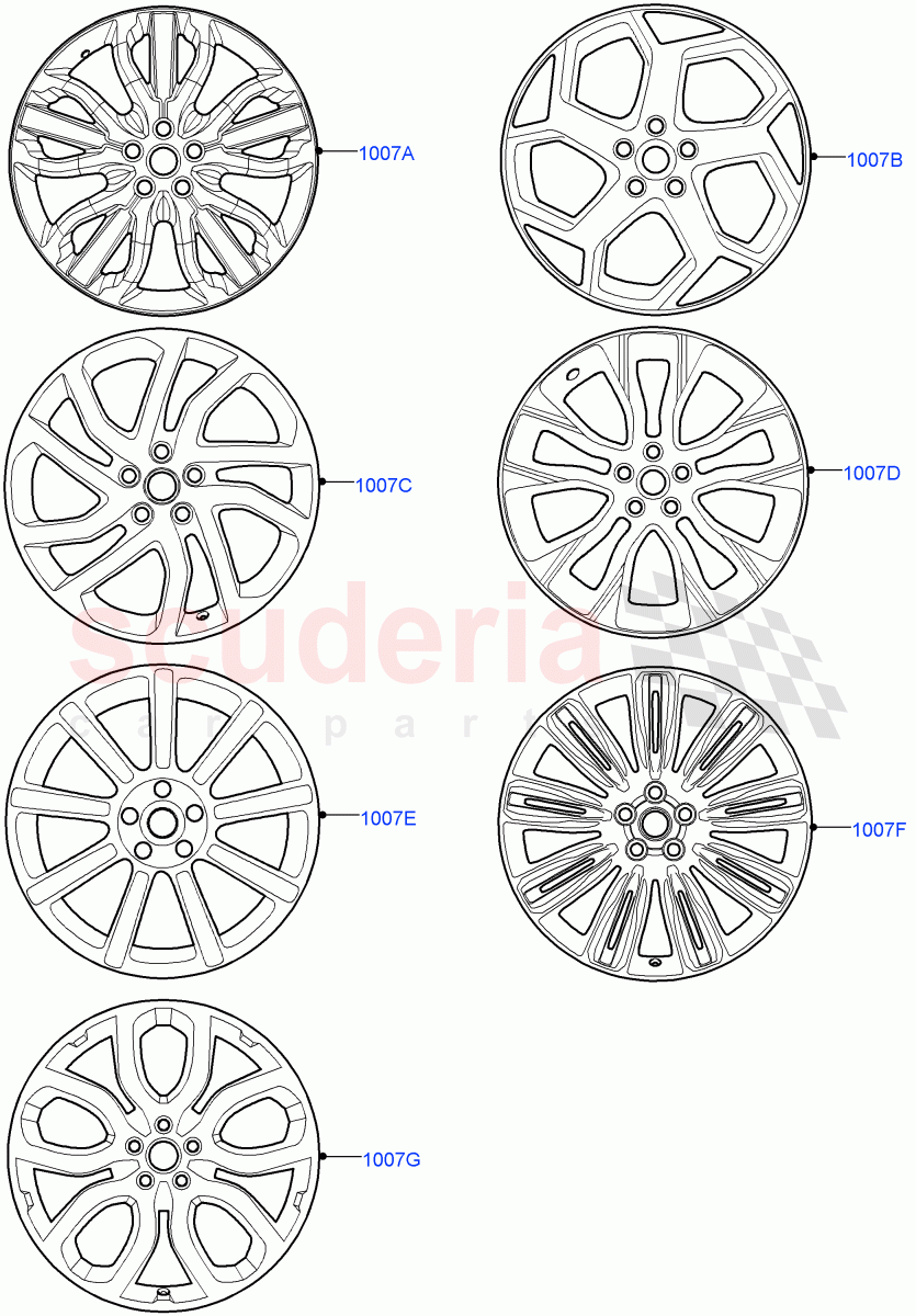 Spare Wheel(Spare Wheel - Conventional Alloy)((V)FROMJA000001) of Land Rover Land Rover Range Rover Sport (2014+) [3.0 I6 Turbo Diesel AJ20D6]