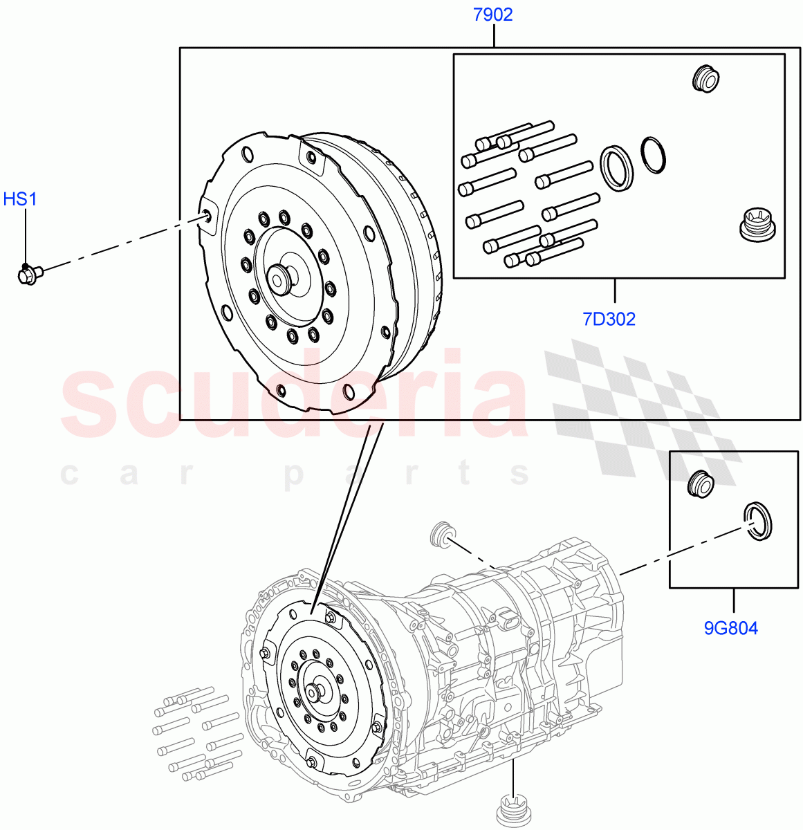 Converter (4.4L DOHC DITC V8 Diesel, 8 Speed Auto Trans ZF 8HP70 4WD) of Land Rover Land Rover Range Rover Sport (2014+) [2.0 Turbo Petrol GTDI]