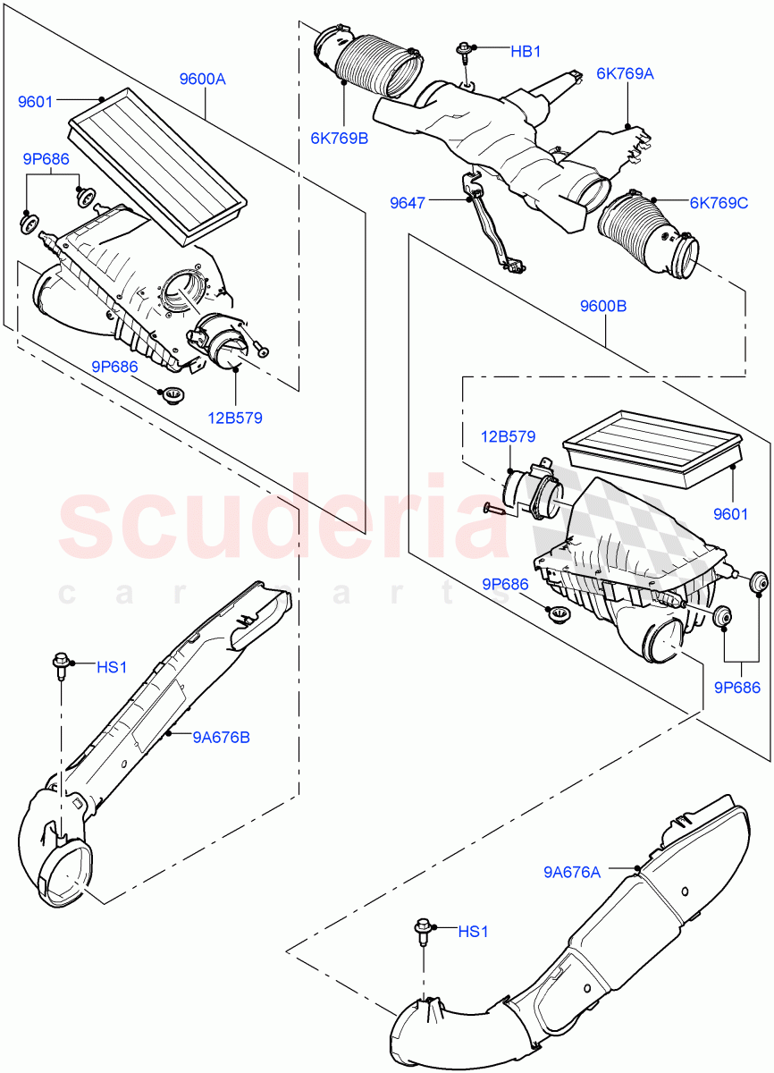 Air Cleaner (Nitra Plant Build) (3.0L DOHC GDI SC V6 PETROL) ((V) FROMK2000001) of Land Rover Land Rover Discovery 5 (2017+) [3.0 DOHC GDI SC V6 Petrol]