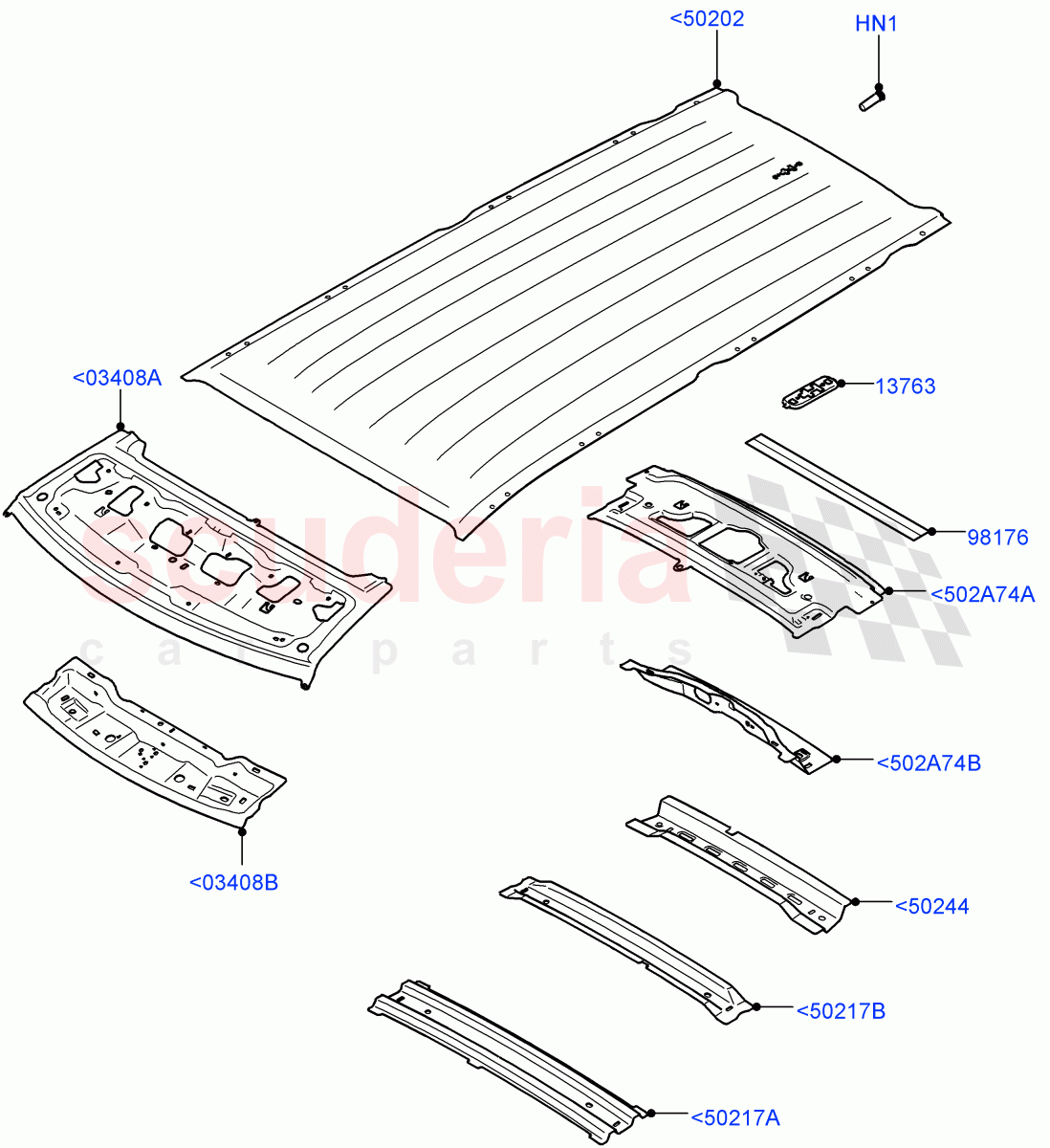 Roof - Sheet Metal (Standard Wheelbase, Less Panorama Roof) of Land Rover Land Rover Defender (2020+) [3.0 I6 Turbo Diesel AJ20D6]