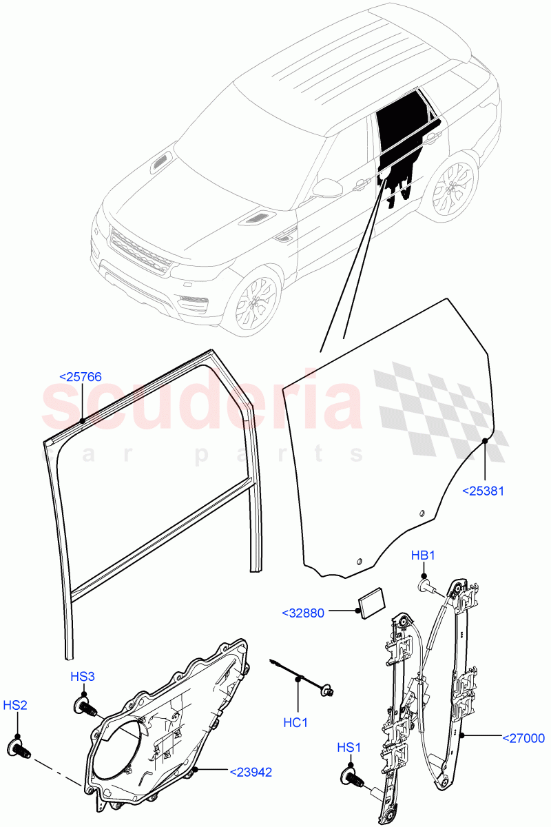Rear Door Glass And Window Controls of Land Rover Land Rover Range Rover Sport (2014+) [5.0 OHC SGDI SC V8 Petrol]