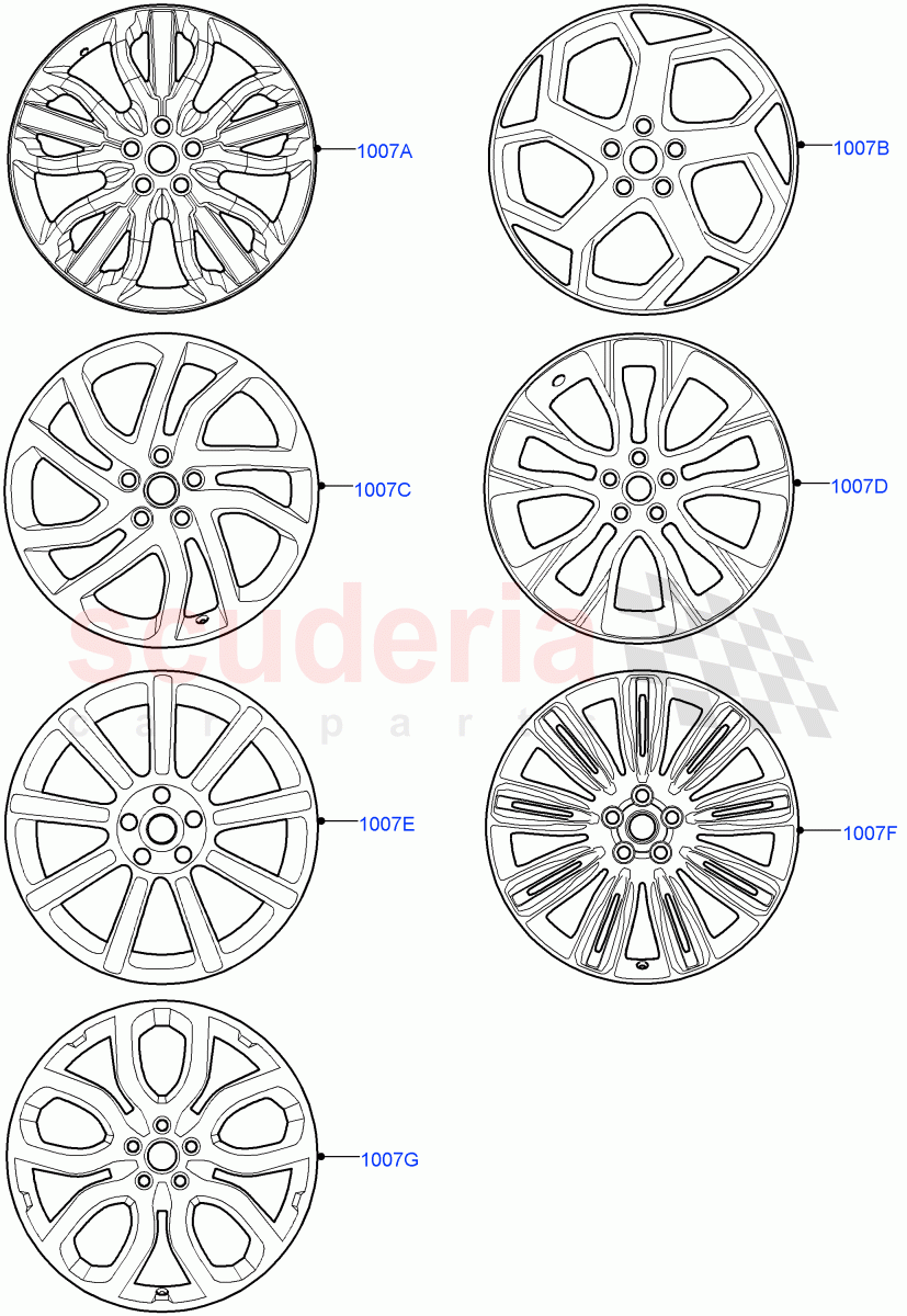 Wheels (Version - Core, Non SVR) ((V) FROMJA000001) of Land Rover Land Rover Range Rover Sport (2014+) [2.0 Turbo Diesel]