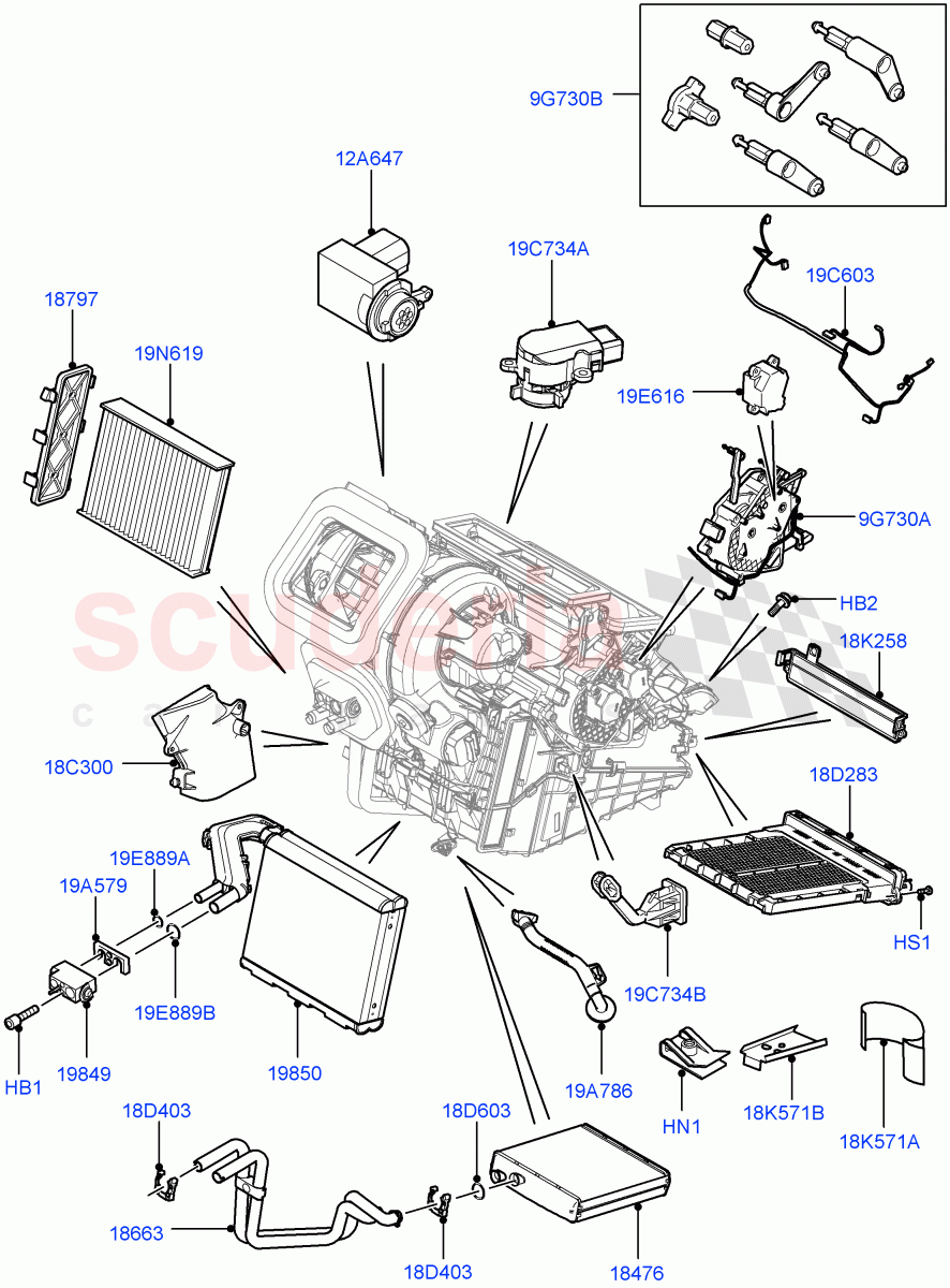 Heater/Air Cond.Internal Components(Main Unit)(Changsu (China))((V)FROMFG000001,(V)TOKG446856) of Land Rover Land Rover Discovery Sport (2015+) [1.5 I3 Turbo Petrol AJ20P3]