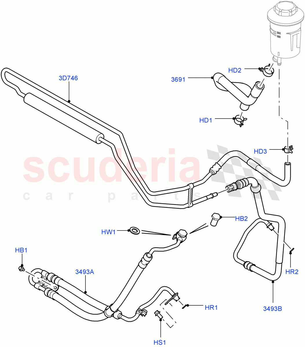 Supply & Return Hoses - Power Strg(5.0L OHC SGDI SC V8 Petrol - AJ133,5.0L OHC SGDI NA V8 Petrol - AJ133)((V)FROMAA000001) of Land Rover Land Rover Range Rover Sport (2010-2013) [5.0 OHC SGDI NA V8 Petrol]