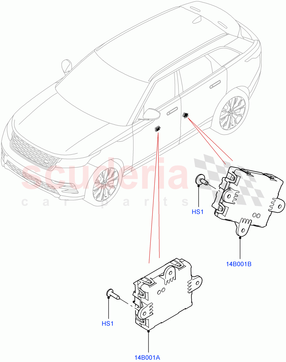 Vehicle Modules And Sensors (Door) of Land Rover Land Rover Range Rover Velar (2017+) [3.0 I6 Turbo Petrol AJ20P6]